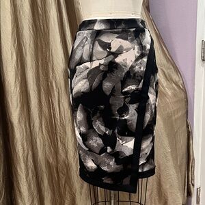 Bar III Black and Gray Patterned Pencil Skirt